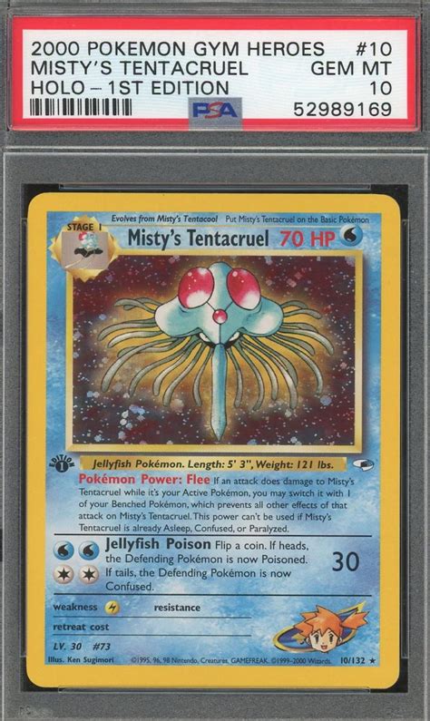 2000 Pokemon Gym Heroes 1st Edition Mistys Tentacruel 10132 Psa 10