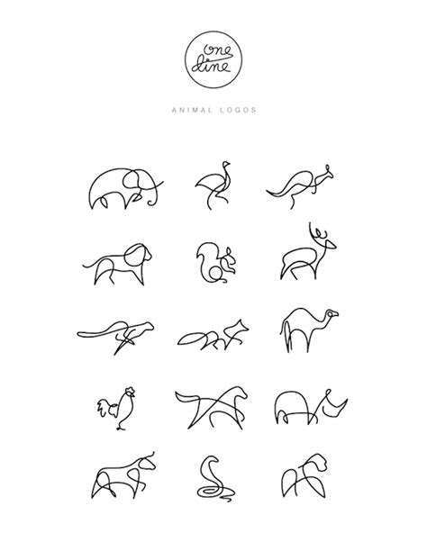 Animals Drawn With A Single Line Logotipo De Pet Tatuagem De Animais