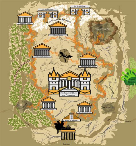 Map Of The Underworld Greek Mythology Tourist Map