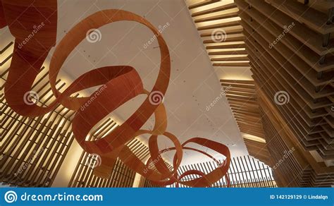 The Art Of Intertwine Rattan On The Ceiling Editorial Stock Image