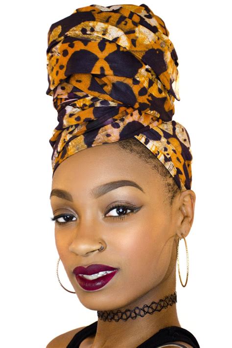 Brown Majesty African Headwrap Kente Scarves Ankara Head Wraps Hair Wraps African Head Wraps
