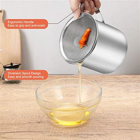 Bacon Grease Container With Stainless Steel Grease Strainer Perfect As