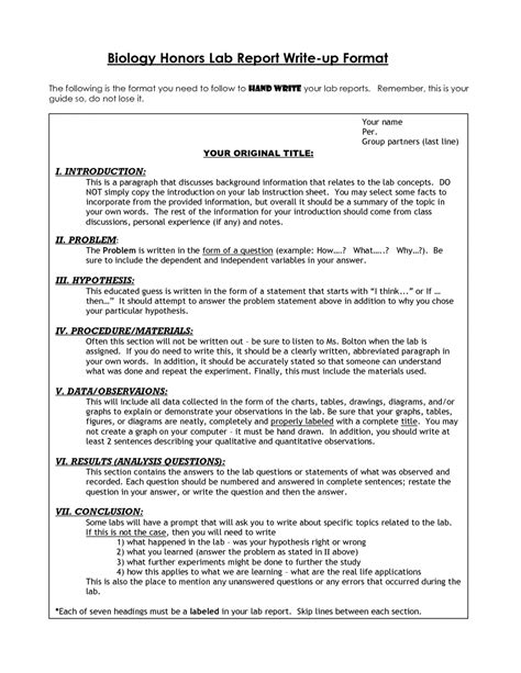 Biology Lab Report Template Awesome Ideas Sample Example Biology Lab