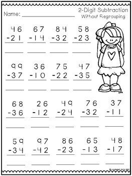 After students understand how to do 2 digit addition without needing to regroup, they can begin to practice 2 digit addition with regrouping. 2 Digit Subtraction Without Regrouping Worksheets by ...