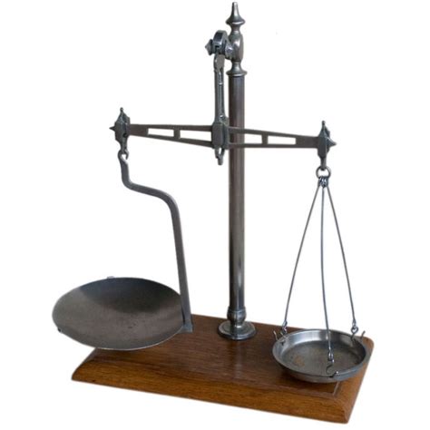 Lovely Set Of Vintage Chrome And Wood Balance Scales With Their Bell