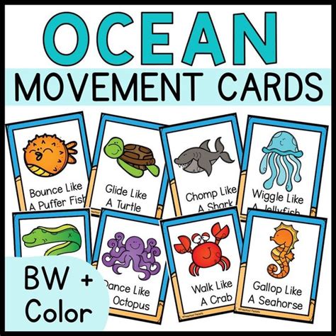 Ocean Animals Movement Cards Brain Breaks For Kids Etsy