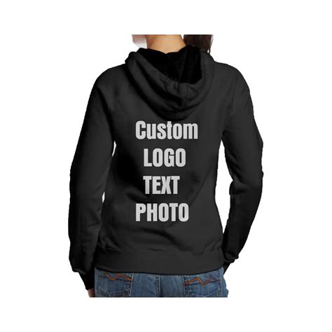 Personalised Custom Women Hoodie Sweatshirt Back Print Logotextphoto