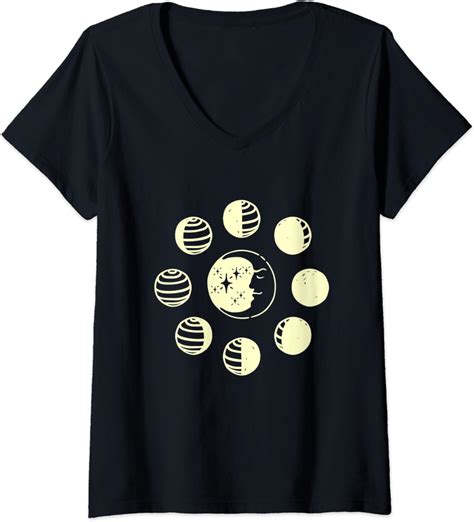 Womens Moon Phase Shirt Funny Lunar Cycle Drawing