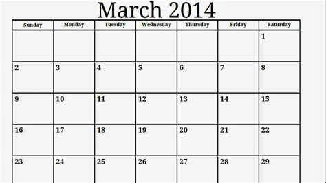March Blank Calendar 2014 Calendars Kalendar Calendario