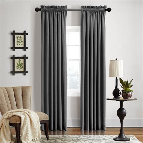 Grand Luxe Gotham Dark Grey Linen Rod Pocket Curtain Panel