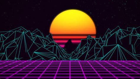 Color Retro 80s Style Cyberspace Technology Background