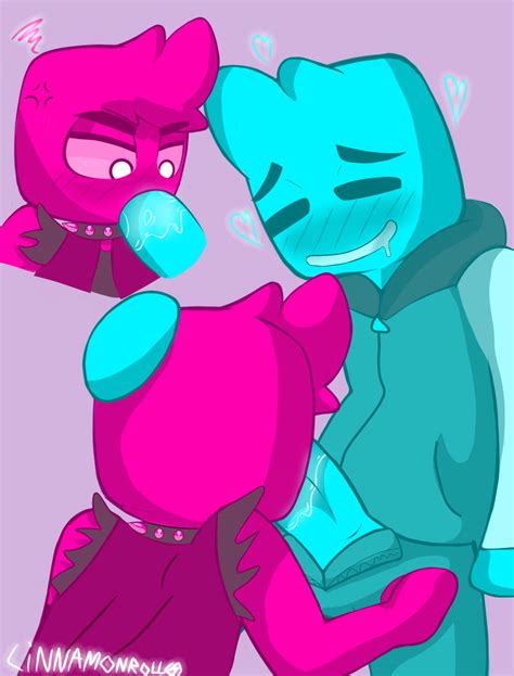Rule 34 Ambiguous Gender Blixer Blush Bodily Fluids Cyan Cube Duo Fellatio Genital Fluids