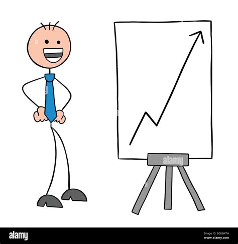 Stickman Businessman Character With The Rising Sales Chart And Very
