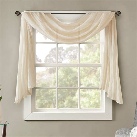 Madison Park Kaylee Solid Crushed Sheer Scarf Window Valance Window Treatments Living Room