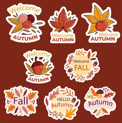 Set Of Autumn Sticker Packs 12966971 Vector Art At Vecteezy