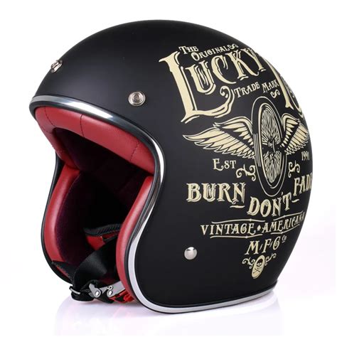 Lucky 13 Retro Chopper Motorcycle Helmet Harley 34 Open Face Vintage