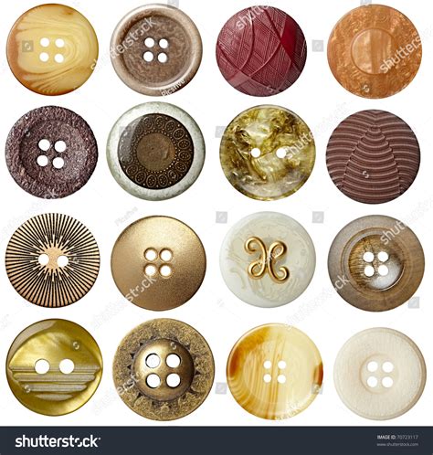 Collection Various Buttons On White Background Stock Photo 70723117