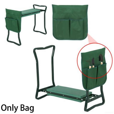 Portable Garden Kneeler Folding Seat Stool Tools Bag Kneeling Side Pockets