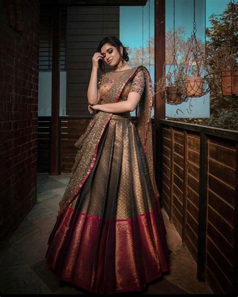 Elegant Half Saree Lehenga Designs For The South Indian Brides