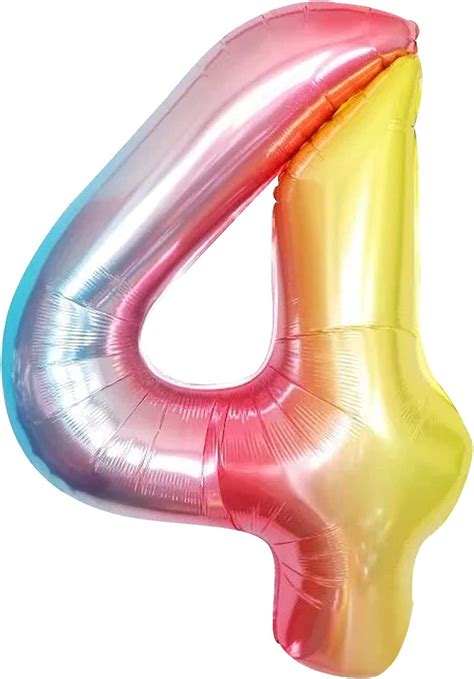 Buy Large Rainbow Number 4 Balloons 40 Inch 4th Birthday Balloons