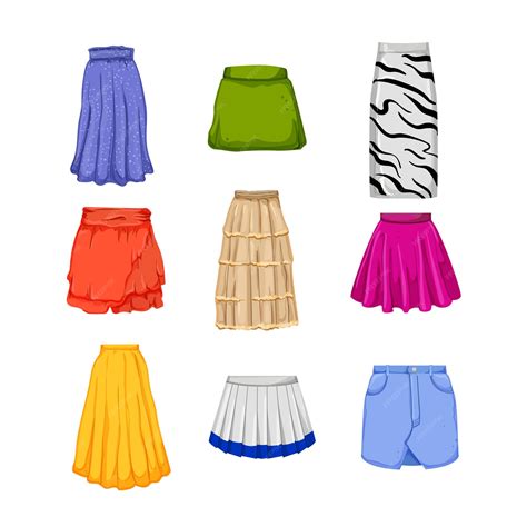 Premium Vector Skirt Fashion Set Cartoon Vector Illustration