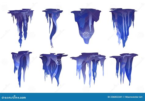 Stalactites Blue Set Stock Vector Illustration Of Cavern 236853341
