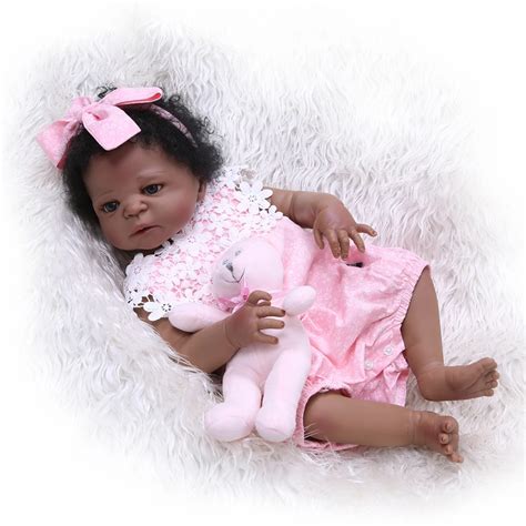 Npk 55cm Full Silicone Reborn Baby Doll 22 Inch Black Girl All