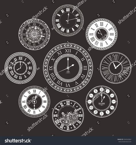 Vector Vintage Clock Dials Set Classic Stock Vector Royalty Free