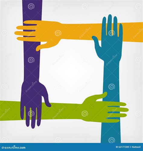 Teamwork Concept With Hands Stock Vector Illustration Of Unity