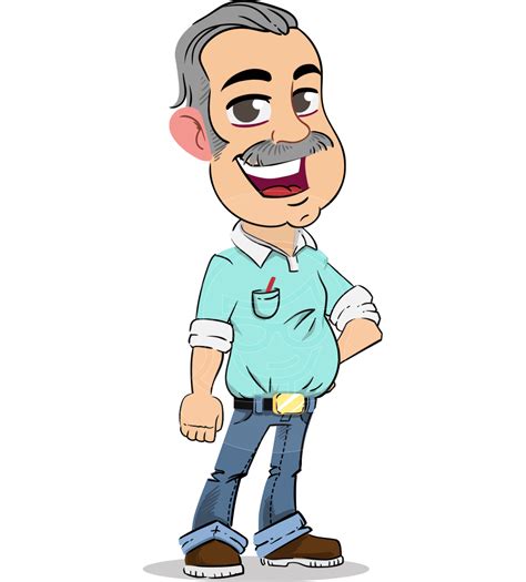 Simple Style Cartoon Of A Elderly Man With Mustache Graphicmama