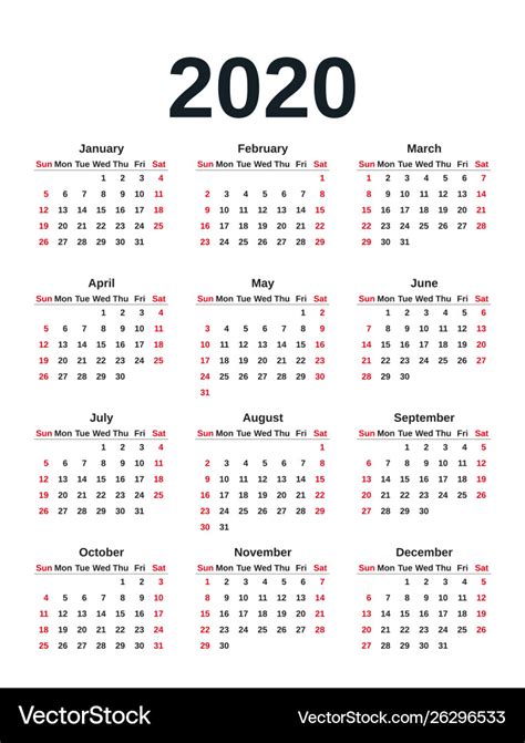 Whole Year Calendar 2020 Printable Calendar Templates