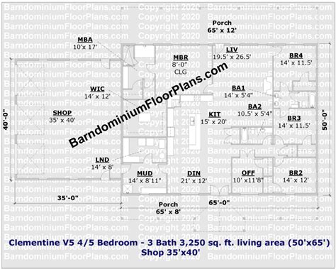 Clementine 50x100 Barndominium Floor Plan Barndominium Floor Plans