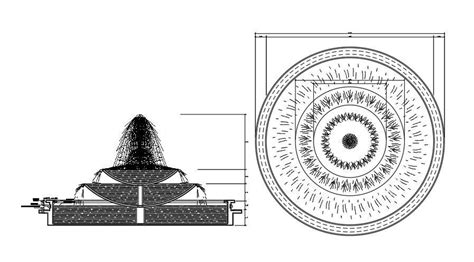 Water Fountain Plan And Elevation Cad File Cadbull