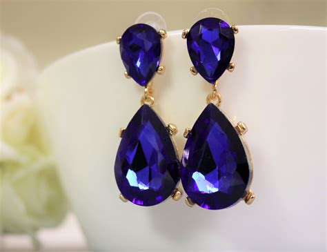 Sapphire Blue Earrings Posts Royal Blue Earrings LARGE Deep Blue