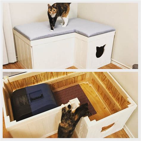 Built A More Appealing Piece To Hide My Cats Litter Box Shes Very Interested In It What Do