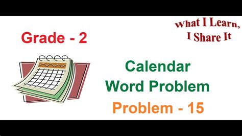 Calendar Word Problem For Grade 2 Problem Solving In Math Learn And