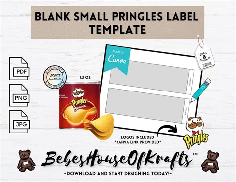 Blank Small Pringles Can Template Canva Template Diy Etsy