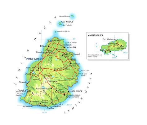 Lonely planet photos and videos. Detailed road and physical map of Mauritius. Mauritius detailed road and physical map | Vidiani ...