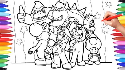 Coloring Super Mario And All His Friends Super Mario Nintendo