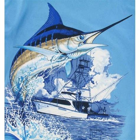 Guy Harvey Marlin Boat Mth1301 Aquat Blue Guy Harvey Art Marine