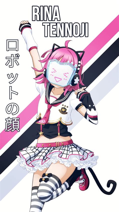 an anime character with pink hair and white makeup is posing in front of a striped background
