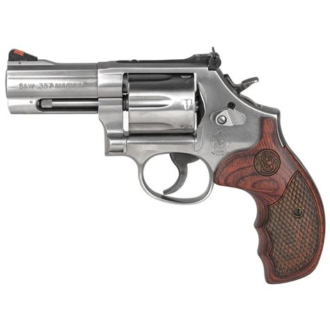 Smith Wesson Model Deluxe Magnum Round Revolver Stainless Wood SW
