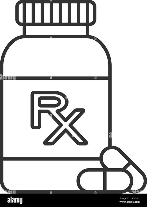 Rx Pill Bottle Linear Icon Medications Medical Prescription Contour
