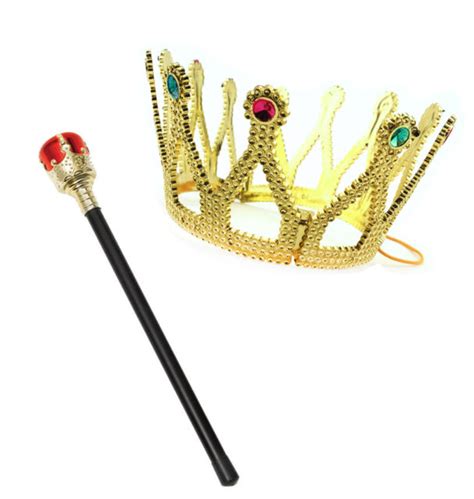 2pc Royal Queen Scepter And Jeweled Crown Set Renaissance Fair Costume