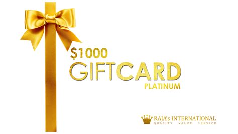 You will receive an email that provides tracking information once your order. PLATINUM GIFT CARD (VALUE-GIFT-CARD-1000) - Raja's Tailors