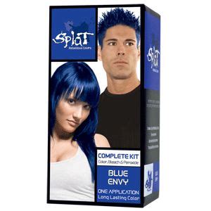 Splat midnight jade hair color kit, semi permanent no bleach green hair dye. Splat Blue Envy reviews, photos, ingredients - MakeupAlley