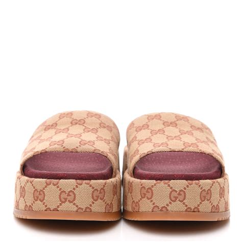 Gucci Monogram Platform Sandals 415 Beige 563076