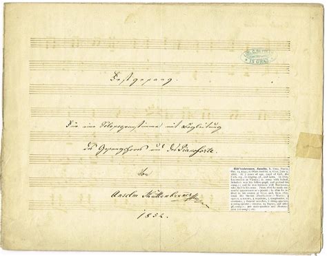 Autograph Musical Manuscript Signed By Hüttenbrenner Anselm Austrian