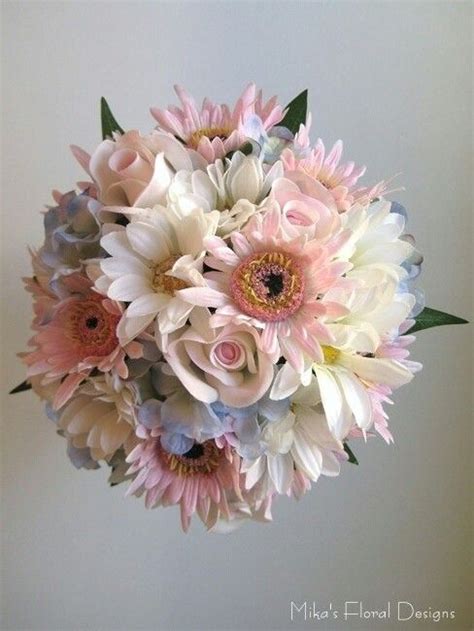 Daisy and roses wedding bouquets. Love This Bouquet! White Gerber Daisies, Pastel Pink ...