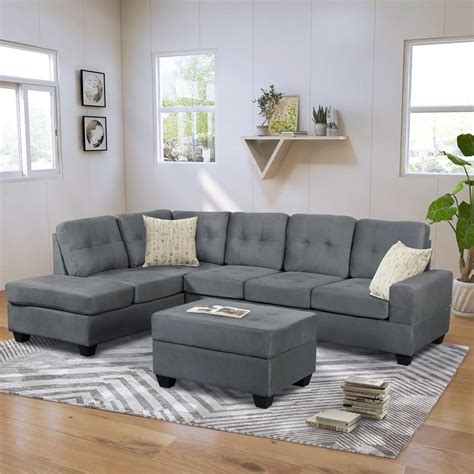 Modern Sectional Sofa Sets Couches With Reversible Microfiber With